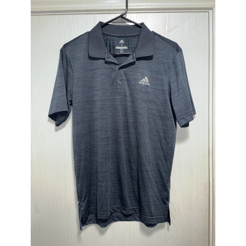 Adidas Golf Polo Mens Small Heather Globe Breathable Performance Shirt